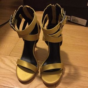 NIB Tibi mustard yellow strappy heels sz 37